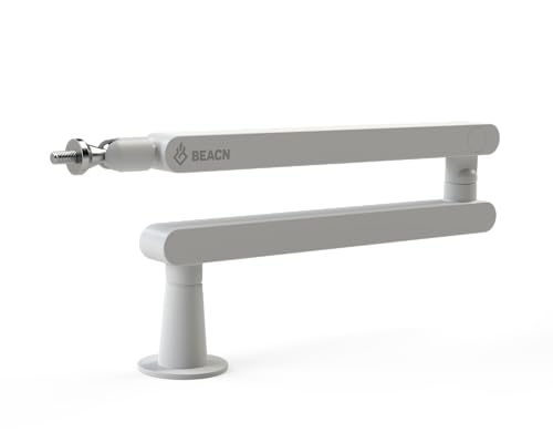 BEACN Mic Stand - Studio-Quality Low Profile Adjustable Microphone Arm with 360° Rotation, Cable Management, Easy Clamp, Universal Fit For Streaming, Podcasting, Gaming (White)