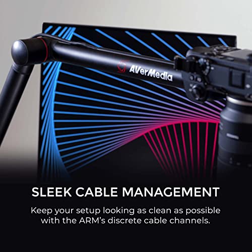 AVerMedia BA311 Live Streamer Arm, Fully Adjustable Boom Arm and Microphone Stand Suitable for 1/4 Inch or 5/8 Inch Mounting Options, for Content Creating, Podcasting and Streaming