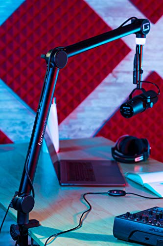 Gator Frameworks Professional Desktop Broadcast/Podcast Microphone Boom Stand with On-Air Indicator Light; Blue,Violet, & Red (GFWMICBCBM4000)