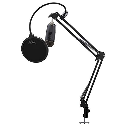 Blue Yeti Nano Premium USB Microphone (Shadow Gray) with Knox Gear Boom Scissor Arm and Knox Gear Pop Filter
