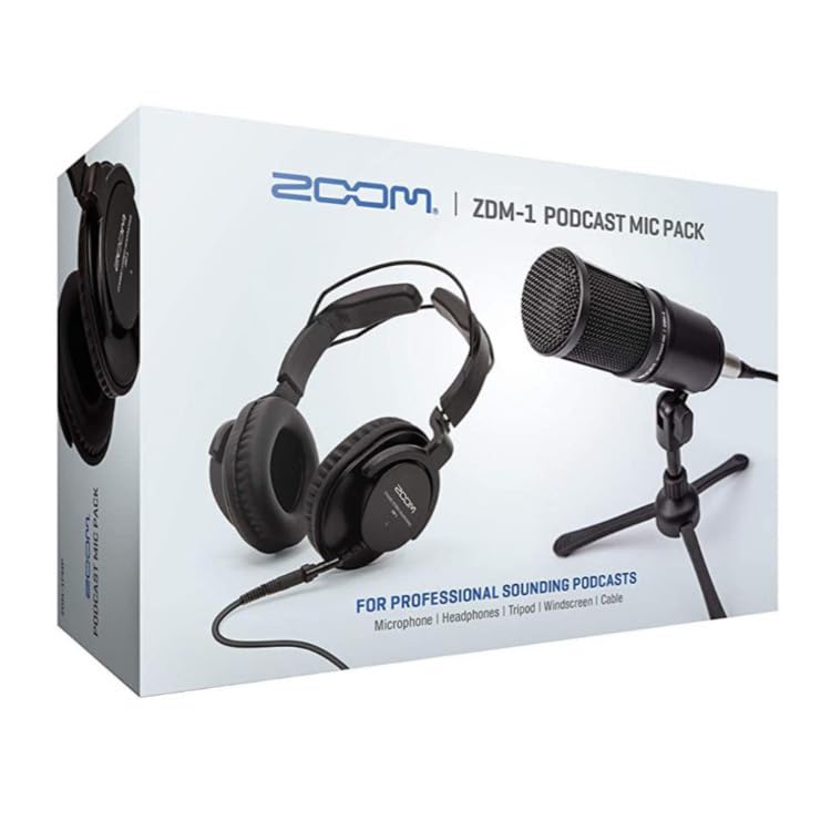 Zoom ZDM-1 2-Person Podcast Mic Pack Kit with Headphones, Mic Cables, and Boom Arms and 2 Boom Arm Bundle (4 Items)
