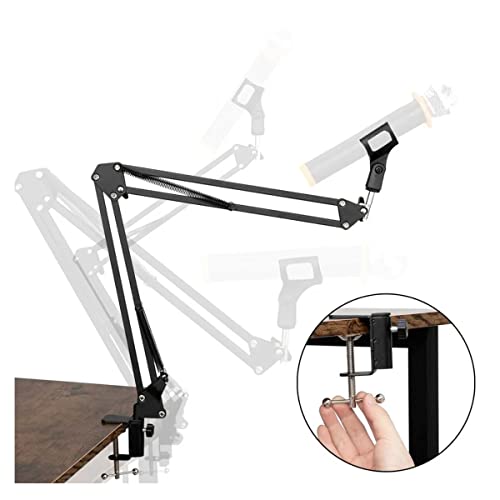 StreamEye BOOMARM1 Boom Arm Mic Stand with Desktop Mount (Four-Pack), Detachable Clips, Professional Grade XLR Cables, Microphone Pop Filters and Cable Ties