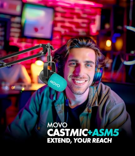 Movo 2-Pack CastMic Dynamic XLR Podcast Microphone Bundle with Mic Boom Arm for PC, Gaming, Streaming, YouTube, and Musicians - Cardioid Podcast Mic for Content Creators