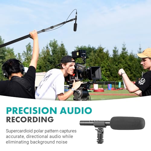 Movo Boom Mic Bundle - Shotgun Microphone with XLR Cables - Boom Pole with Built-in XLR Microphone Cable and 9.8' Telescoping Extension - 62" XLR Shotgun Mic Cable and Pro Video Equipment