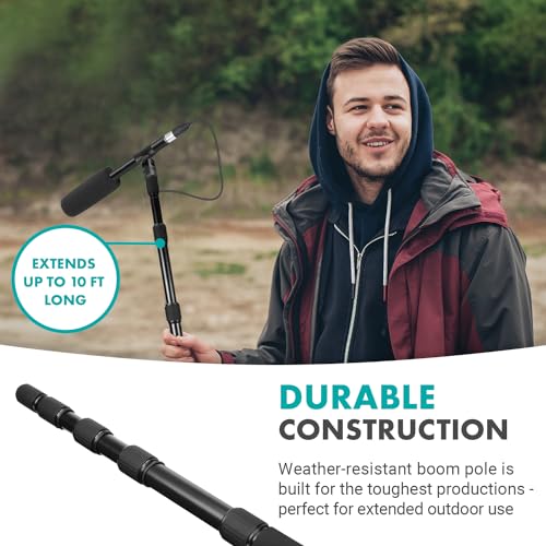 Movo Boom Mic Bundle - Shotgun Microphone with XLR Cables - Boom Pole with Built-in XLR Microphone Cable and 9.8' Telescoping Extension - 62" XLR Shotgun Mic Cable and Pro Video Equipment