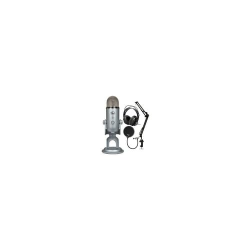 Blue Microphone Yeti USB (Silver) Bundle with TX-100 Headphones, Boom Arm and Pop Filter (4 Items) Microphones