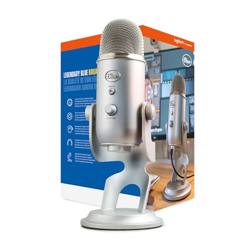 Blue Microphone Yeti USB (Silver) Bundle with TX-100 Headphones, Boom Arm and Pop Filter (4 Items) Microphones