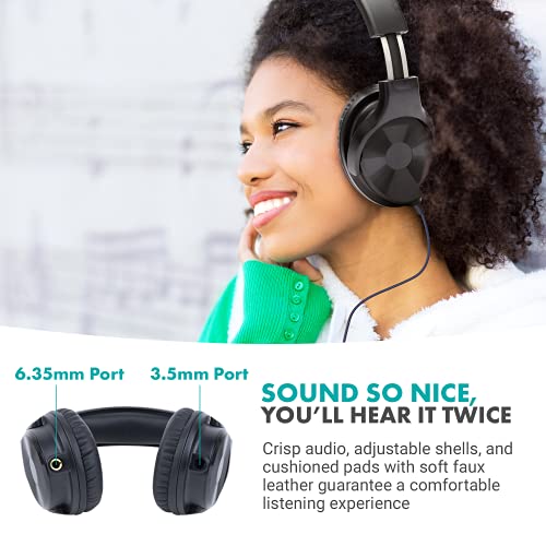 Movo XLR Condenser Microphone Bundle - Studio Headphones with Microphone, Pop FIlter, and Boom Arm - XLR Computer Microphone for PC and Mac - Over Ear Headphones Wired for 3.5mm and 6.35mm Input