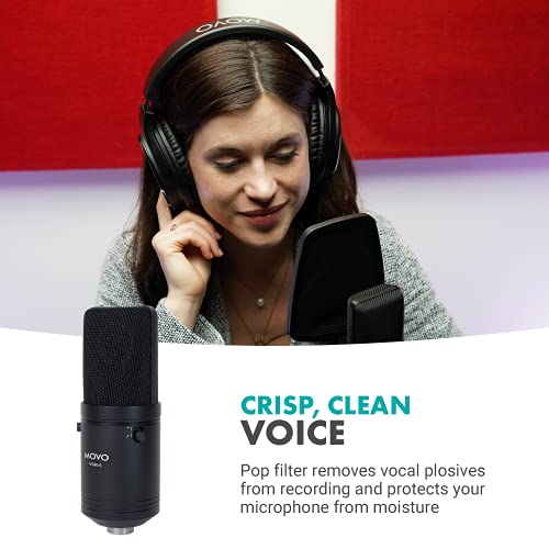 Movo XLR Condenser Microphone Bundle - Studio Headphones with Microphone, Pop FIlter, and Boom Arm - XLR Computer Microphone for PC and Mac - Over Ear Headphones Wired for 3.5mm and 6.35mm Input