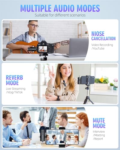 PQRQP 3 in 1 Wireless Lavalier Microphones for iPhone, iPad, Android, Camera, USB-C Microphone, 7-Hour Battery, Mini Microphone with Noise Reduction for Video Recording, Vlog, YouTube, TikTok