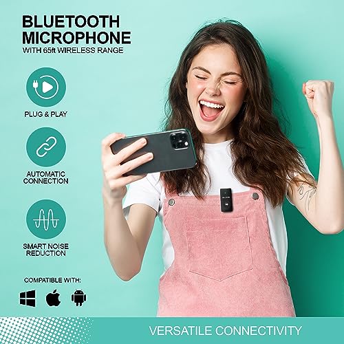 SLIDE Clip-On Mini Microphone | Audio Recording Streamer Microphone Podcast Equipment | Bluetooth Wireless Mic w. 3.5mm Aux Input | Rechargeable Lavalier Mini Mic w. Play & Call Controls