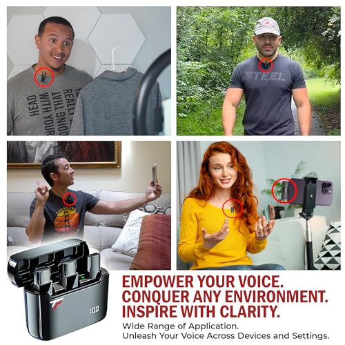 TikTalkPro Wireless Lavalier Microphone for iPhone - 2 Pack 2.4Ghz Mic, Audio w/Noise Canceling - Long Range Up to 175ft - Easy to Use for Video Recording, Podcast