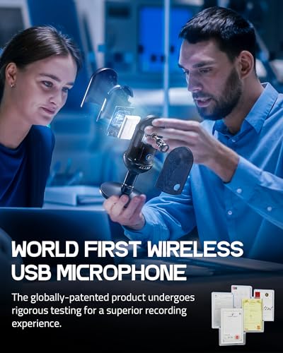 ALABS USB Wireless Cardioid Condenser Microphone for Podcast,Gaming and Home Office,100ft Signal Transmission Distance,Streaming Mic with LED Quick Mute Indicator and Noise Cancelling for PC,Mac