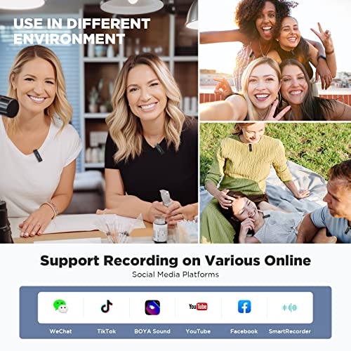 BOYA by-W4 Wireless Lavalier Microphones for Cameras Camcorder DSLR Computer, 7H Battery Life, 98ft Transmission, Wireless Lapel Mic for Video Recording Vlog Live Streaming