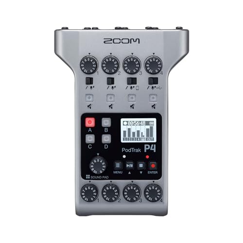 Zoom PodTrak P4 Portable Multitrack Podcast Recorder Bundle with Zoom ZDM-1 Podcast Pack (2 Items)