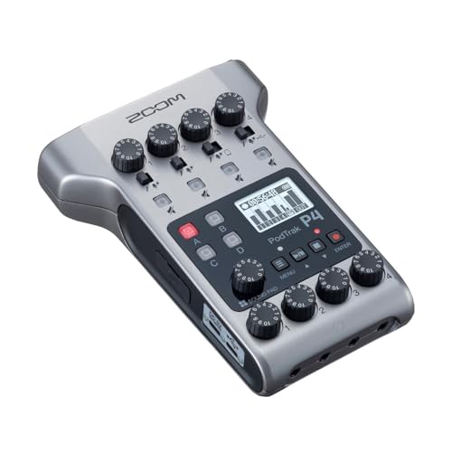 Zoom PodTrak P4 Portable Multitrack Podcast Recorder Bundle with Zoom ZDM-1 Podcast Pack (2 Items)