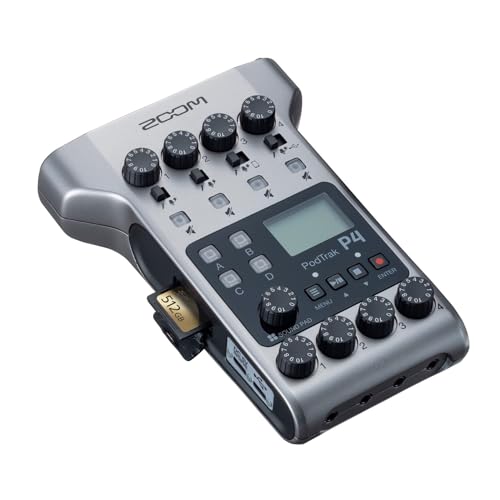 Zoom PodTrak P4 Portable Multitrack Podcast Recorder Bundle with Zoom ZDM-1 Podcast Pack (2 Items)