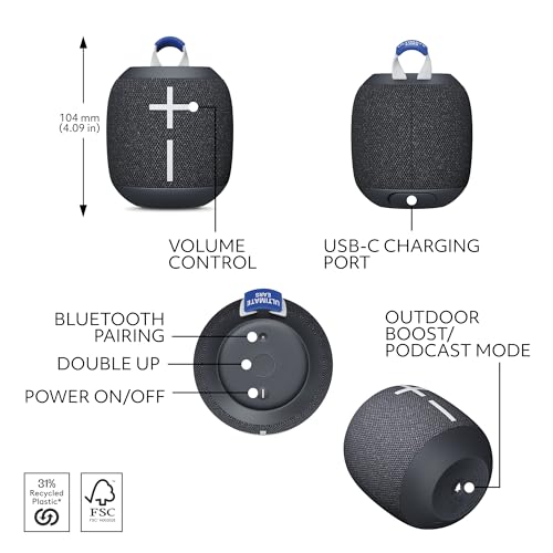 Ultimate Ears WONDERBOOM 4 Wireless Portable Waterproof Bluetooth Speaker, Active Black | Bigger, Bassy-er 360 Degree Sound, Outdoor Boost, Podcast Mode | with Signature Series Shockproof Case