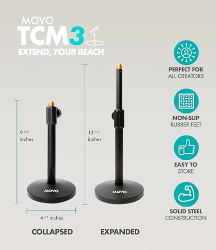 Movo 2 Pack CastMic Dynamic XLR Podcast Microphone Bundle with Tabletop Stand for PC, Gaming, Streaming, YouTube, and Musicians - Cardioid Podcast Mic for Content Creators