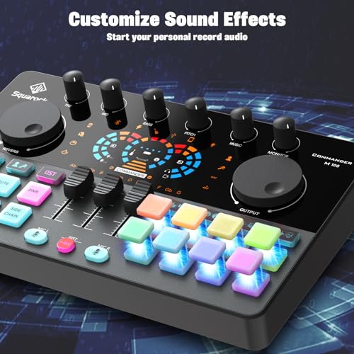 Podcast Equipment Bundle for 2, Audio Interface DJ Mixer with Studio Microphone For Podcast, Live streaming, Recording COMMANDER M100