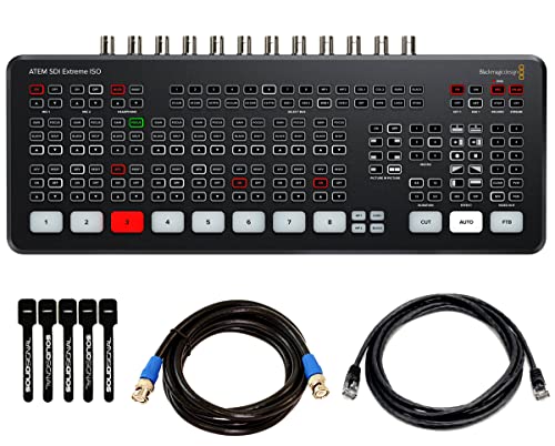 Blackmagic Design ATEM SDI Extreme ISO Live Stream Switcher Bundle with 8’ 6G-SDI Cable, 7’ Cat5e Cable, and 5-Pack of SolidSignal Cable Ties (SWATEMMXEPCEXTISO)