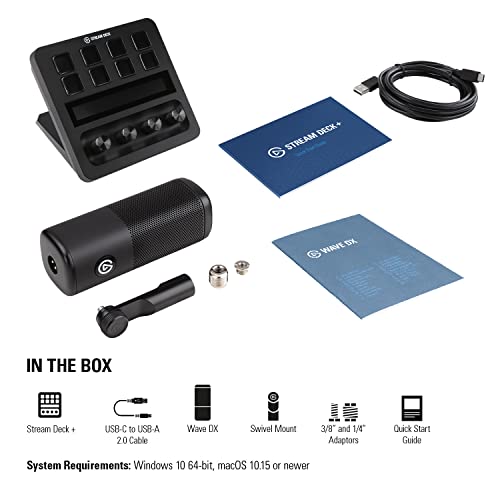 Elgato Audio Mix Bundle - Audio Mixer, Studio Controller, Dynamic XLR Microphone for Podcasting, Streaming, Gaming, Content Creators, Customizable Touch Strip, dials and LCD Keys, PC/Mac