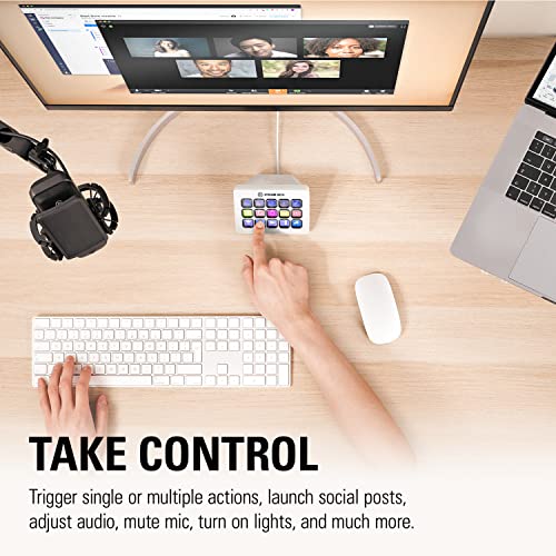 Elgato Stream Deck MK.2 White – Studio Controller, 15 macro keys, trigger actions in apps and software like OBS, Twitch, ​YouTube and more, works with Mac and PC