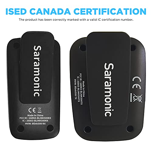 Saramonic Blink500 B2 Ultracompact 2.4GHz Dual-Channel Wireless Lavalier Microphone for Camera DSLR Android iOS Phone Video Microphone -Great for Interview Podcast Live Stream Vlog