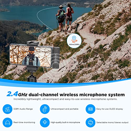BOYA BY-XM6-S6 Wireless Lavalier Microphone for Android Phone PC, 2 Clip-on Lapel Mic, USB Type-C Video Microphone for YouTube Facebook Live Stream Podcast Interview Vlog, 7H Battery