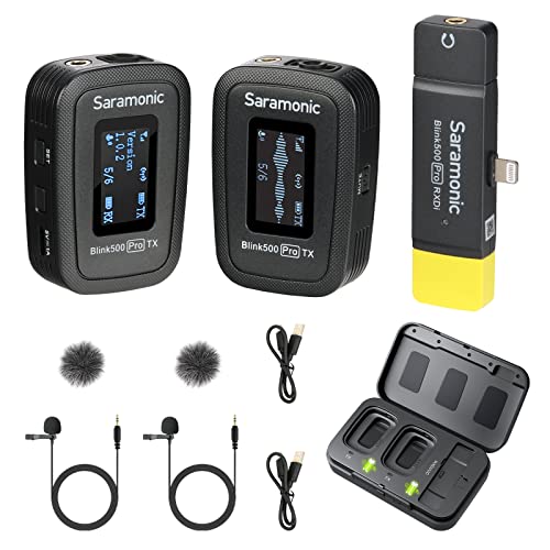 Saramonic Blink500 Pro Dual-Channel Wireless Lavalier Microphone for iPhone iPad, with Charging Box, Video Recording Facebook Live Stream YouTube Podcast Vlog Interview