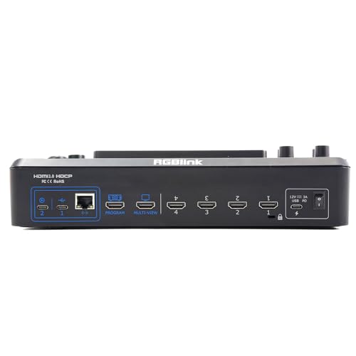 RGBlink Mini-Edge, All in One Video Mixer Switcher 4K Multi-Cam PTZ Controller with 8-Ch Audio Input, 5-Ch Video Input Video Production Solution for Live Streaming, Podcasting, Content Creation...
