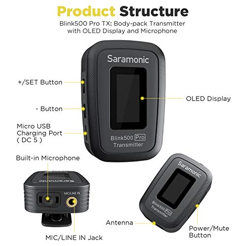 Saramonic Blink500 Pro Dual-Channel Wireless Lavalier Microphone for iPhone iPad, with Charging Box, Video Recording Facebook Live Stream YouTube Podcast Vlog Interview