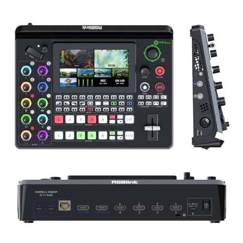 RGBlink Mini-Edge, All in One Video Mixer Switcher 4K Multi-Cam PTZ Controller with 8-Ch Audio Input, 5-Ch Video Input Video Production Solution for Live Streaming, Podcasting, Content Creation...