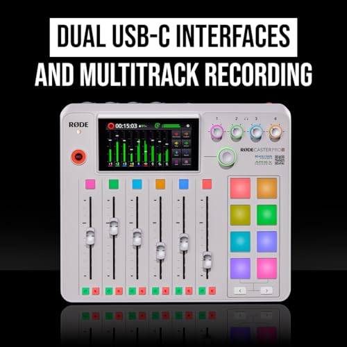 RØDE RØDECaster Pro II All-in-One Production Solution for Podcasting, Streaming, Music Production and Content Creation (White)