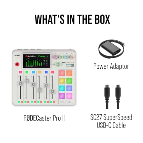 RØDE RØDECaster Pro II All-in-One Production Solution for Podcasting, Streaming, Music Production and Content Creation (White)