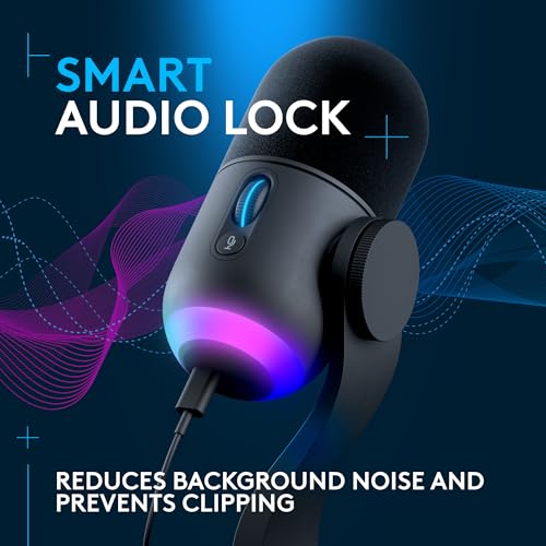 Logitech G Yeti GX Dynamic RGB Gaming Microphone, Podcast with LIGHTSYNC, Blue VO!CE, G HUB Control, Supercardioid, USB Plug and Play on PC/Mac - Black