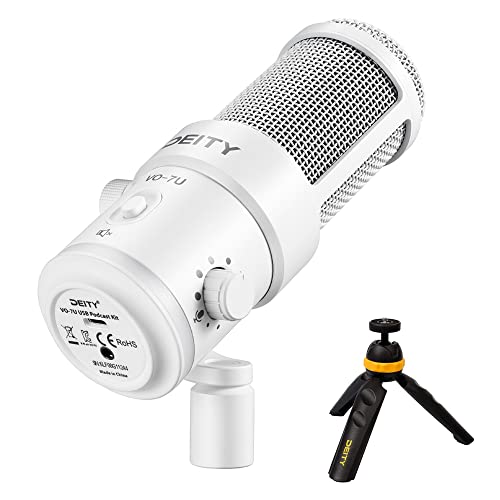 Deity VO-7U Tripod Kit USB Dynamic Podcast Microphone with RGB lights for Game Podcast Stream YouTube (White)