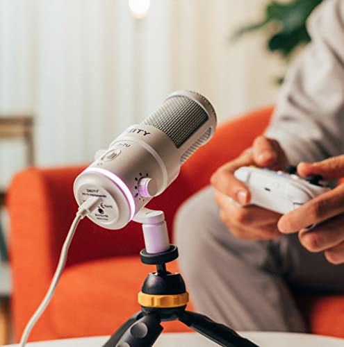 Deity VO-7U Tripod Kit USB Dynamic Podcast Microphone with RGB lights for Game Podcast Stream YouTube (White)