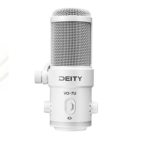Deity VO-7U Tripod Kit USB Dynamic Podcast Microphone with RGB lights for Game Podcast Stream YouTube (White)