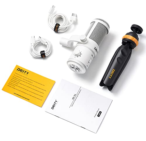 Deity VO-7U Tripod Kit USB Dynamic Podcast Microphone with RGB lights for Game Podcast Stream YouTube (White)