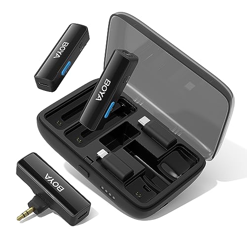 BOYA BOYALINK Dual Microphone System & Lightning & USB-C Inputs for iPhone, Android Smartphones/DSLR Camera