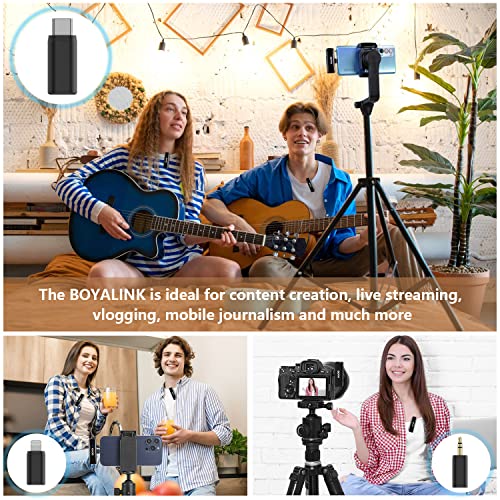 BOYA BOYALINK Dual Microphone System & Lightning & USB-C Inputs for iPhone, Android Smartphones/DSLR Camera