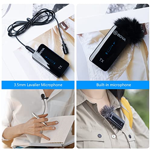 BOYA Wireless Lavalier Microphone BY-XM6-K2 2.4GHz Dual-Channel Wireless Lapel Microphones with Charging Case for Cameras Phones DSLR Clip on Mic for Video Recording Live Streaming YouTube Interview