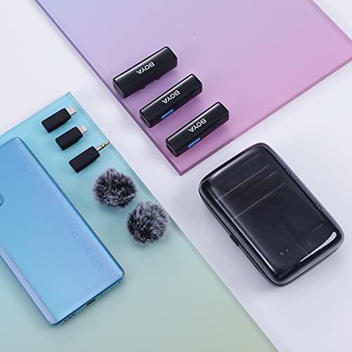 BOYA BOYALINK Dual Microphone System & Lightning & USB-C Inputs for iPhone, Android Smartphones/DSLR Camera