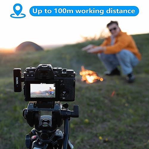 BOYA Wireless Lavalier Microphone for iPhone/Android/Camera Vlogging, BOYALINK All-in-One Lapel Dual Mic System & Lightning & USB-C & USB-A Inputs & Battery Case for Smartphones/DSLR YouTube Facebook