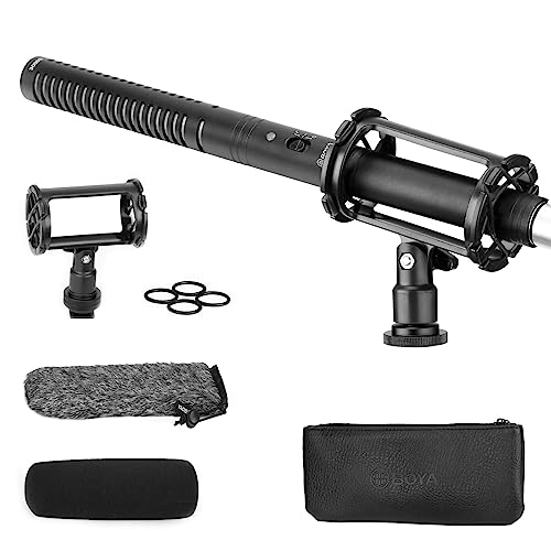 BOYA Professional External Shotgun Microphone for Camera DSLR Camcorder, with Shock Mount, Condenser XLR Mic for Filmmaking Broadcast Video Production Interview