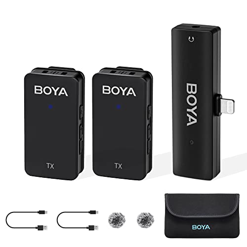 BOYA Wireless Microphone for iPhone,iPhone Microphone with Noise Cancelling&Mono/Stero for YouTube Vlog Interview Live Stream Video Recording (Wmic5-M4)