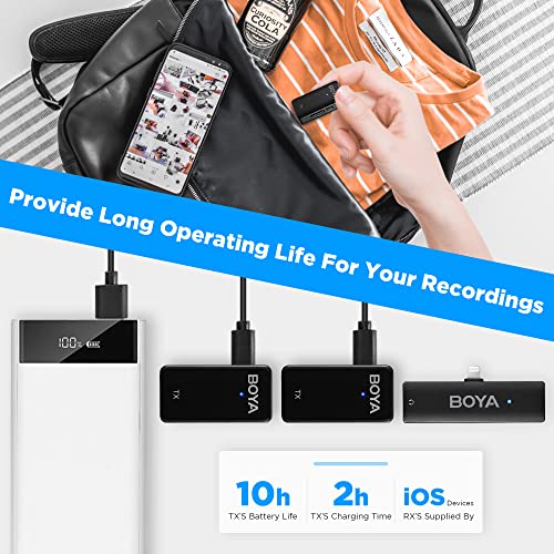 BOYA Wireless Microphone for iPhone,iPhone Microphone with Noise Cancelling&Mono/Stero for YouTube Vlog Interview Live Stream Video Recording (Wmic5-M4)