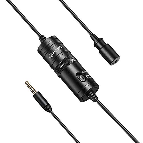 BOYA BY-M1 3.5mm Electret Condenser Microphone with 1/4" adapter for Smartphones iPhone DSLR Cameras PC