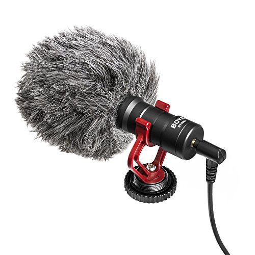 BOYA BY-MM1 Camera Microphone with Shock Mount/Windshield Universal Shotgun Microphone for Cameras & Camcorders,iPhone, Android Smartphones